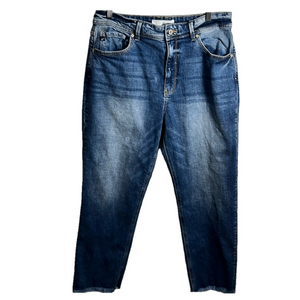 Kankan raw hem cropped jeans